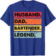 Retro Husband Dad Bartender Legend Funny Bartending T-Shirt - T-Shirt | Royal