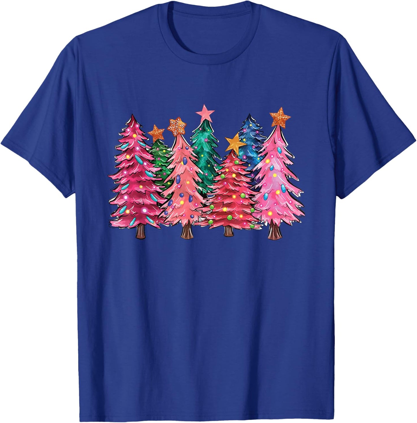 Cute Christmas With Pink Trees Xmas Costume Girls T-Shirt - T-Shirt | Royal
