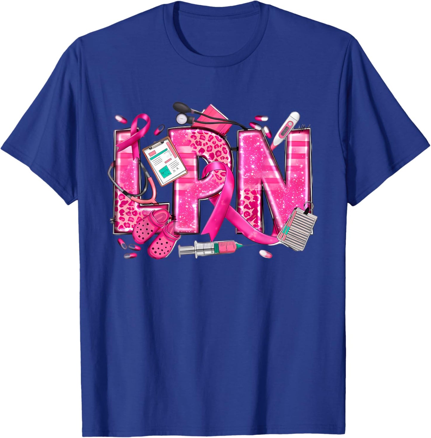 Nurse Breast Cancer Awareness Pink Ribbon Nursing Lpn Life T-Shirt - T-Shirt | Royal