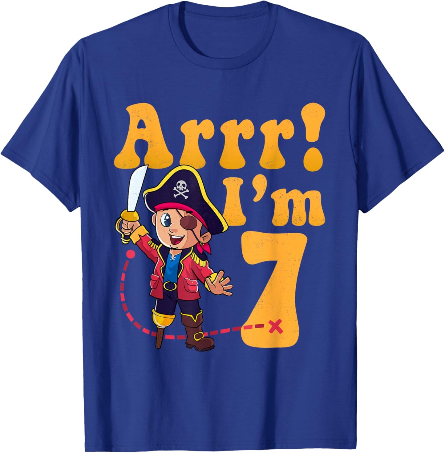 Kids 7th Pirate Birthday Party Arrr I'm 7 Seven Years Old T-Shirt - T-Shirt | Royal