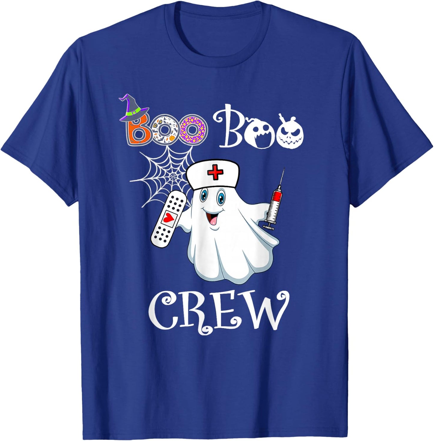 Boo Boo Crew Funny Ghost Paramedic EMT EMS Nurse Halloween T-Shirt - T-Shirt | Royal
