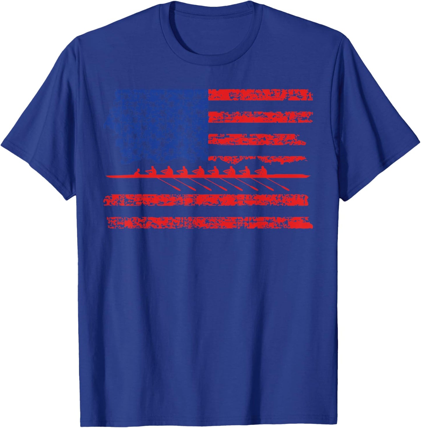 Crew Rowing Boat Oars Us American Flag T-Shirt - T-Shirt | Royal