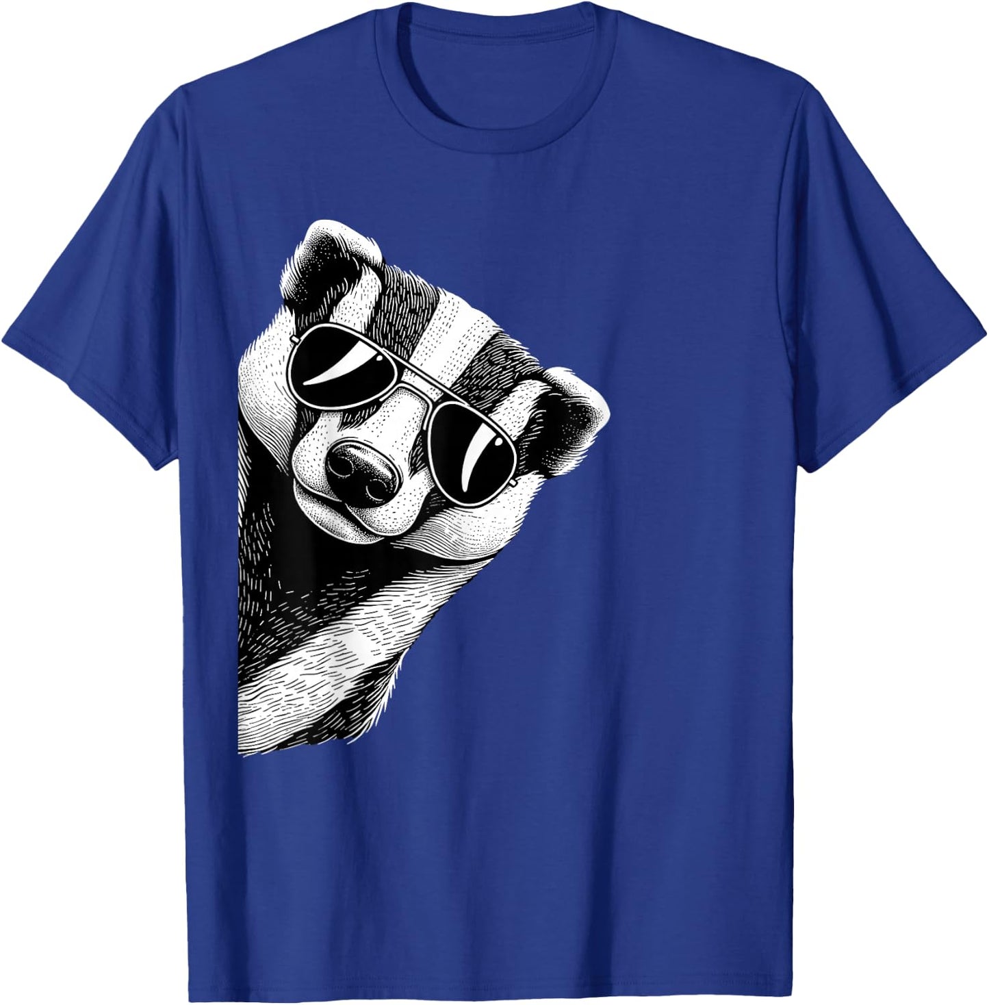 Funny Honey Badger Art Wearing Sunglasses T-Shirt - T-Shirt | Royal