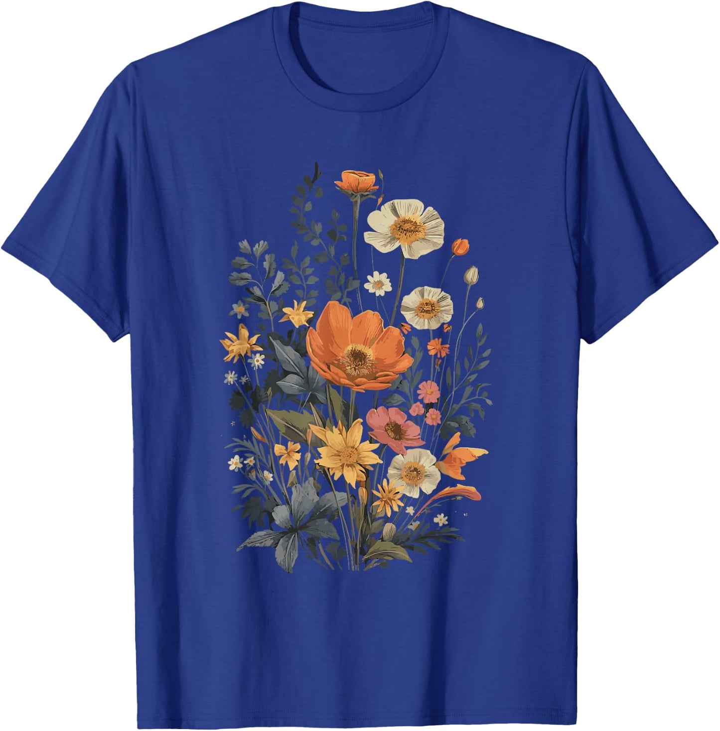 Vintage Flowers Floral Pressed Flower T-Shirt - T-Shirt | Royal