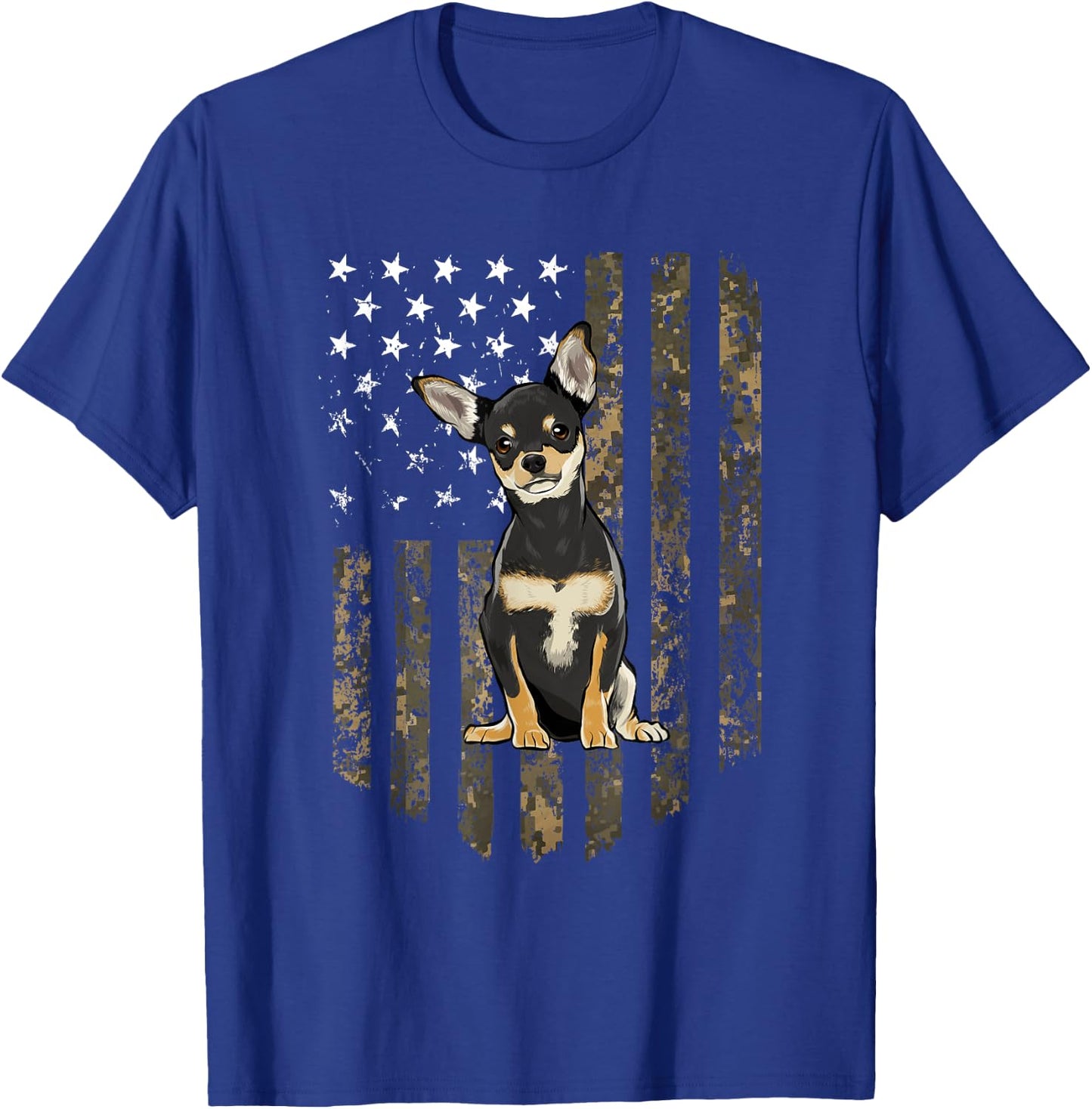 Camo American Flag Black Chihuahua 4th Of July USA Men T-Shirt - T-Shirt | Royal