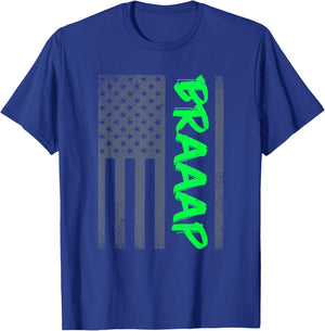 Brap Braap-Braaap Vintage USA Flag Dirt Bike Jet Ski ATV T-Shirt - T-Shirt | Royal