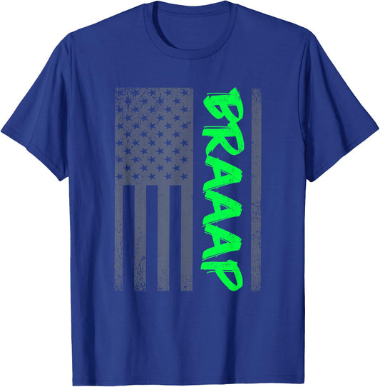 Brap Braap-Braaap Vintage USA Flag Dirt Bike Jet Ski ATV T-Shirt - T-Shirt | Royal