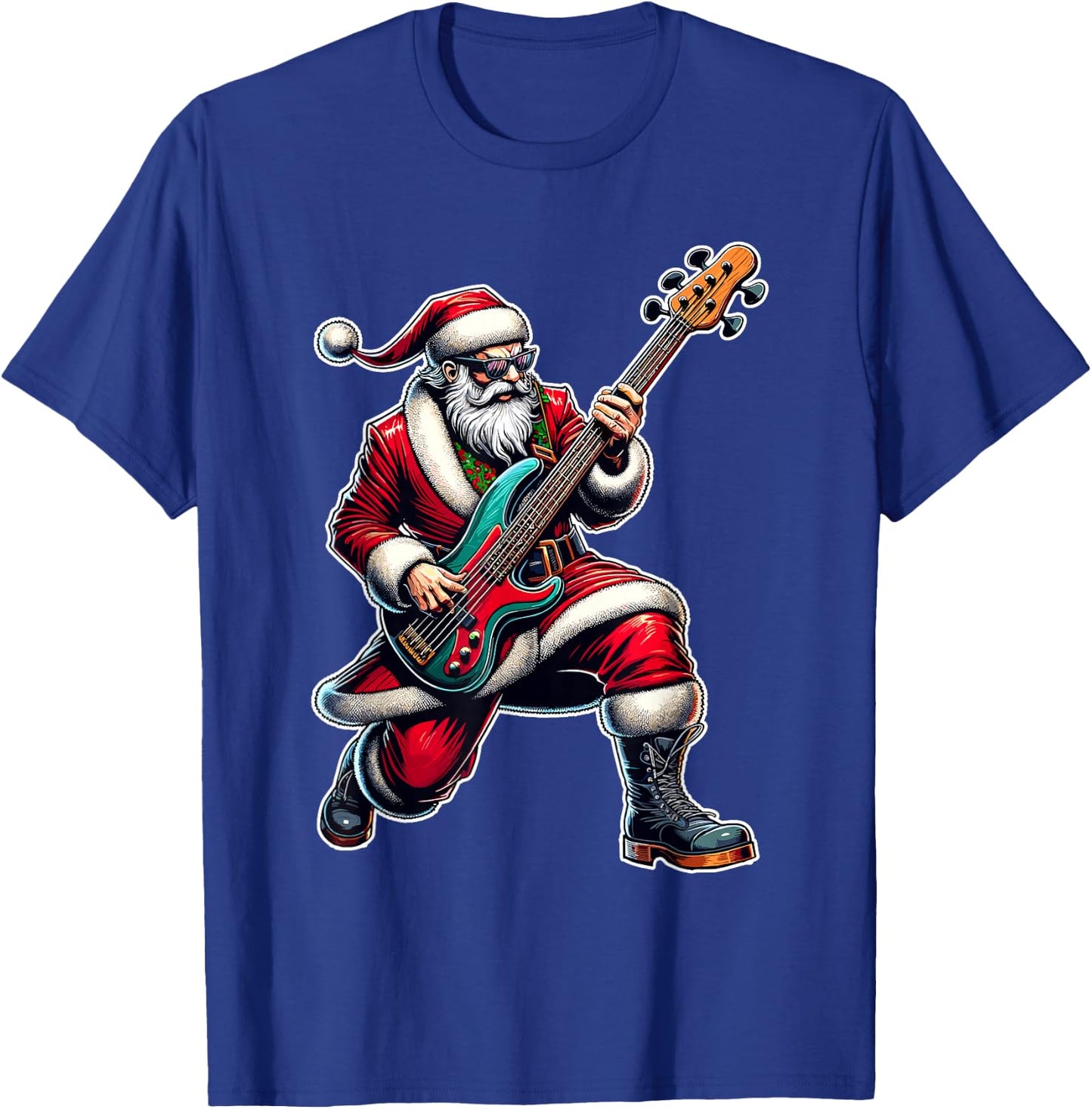Christmas Bass Guitar Shirt Santa Bass Guitar Player T-Shirt - T-Shirt | Royal