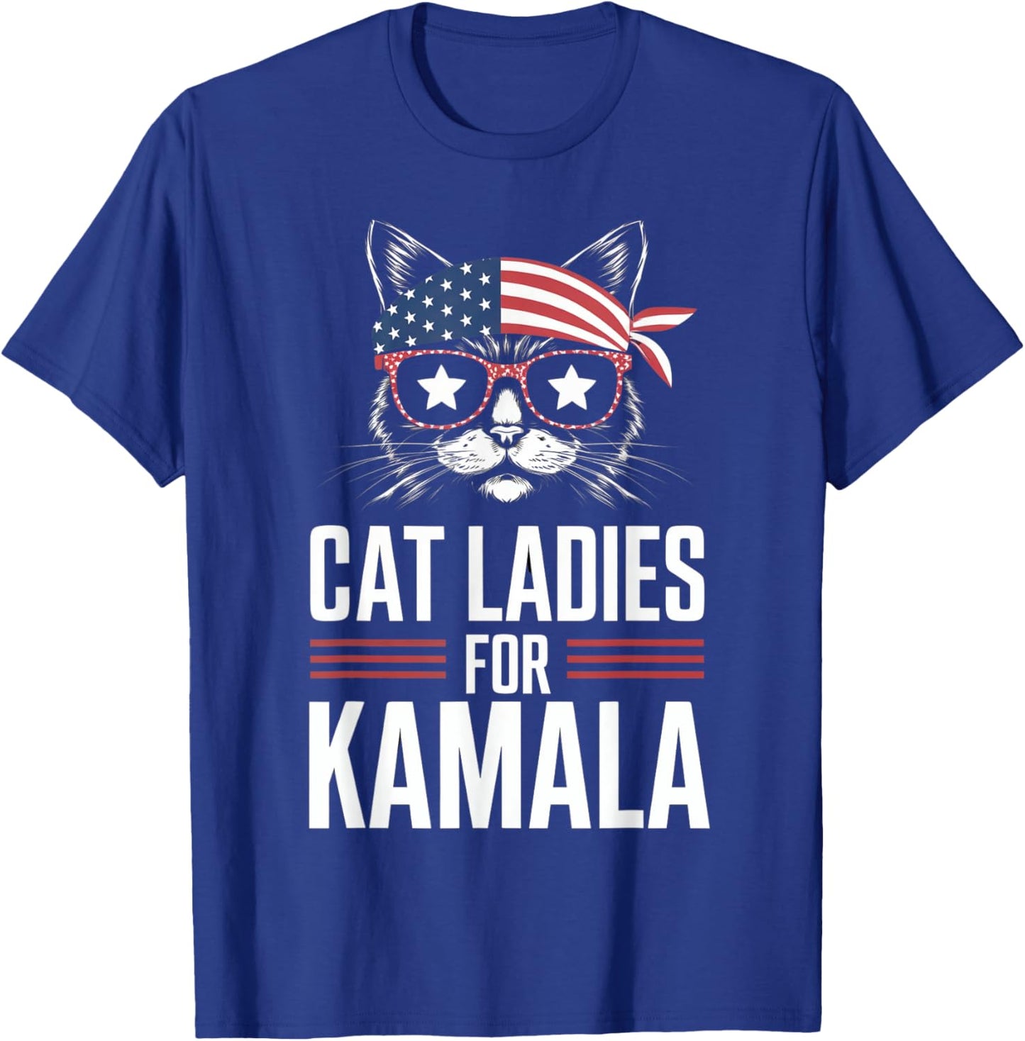 Cat Ladies for Kamala Funny Cat 2024 President Kamala-Harris T-Shirt - T-Shirt | Royal
