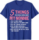 5 Things You Should Know About My Nonnie Funny Grandma T-Shirt - T-Shirt | Royal