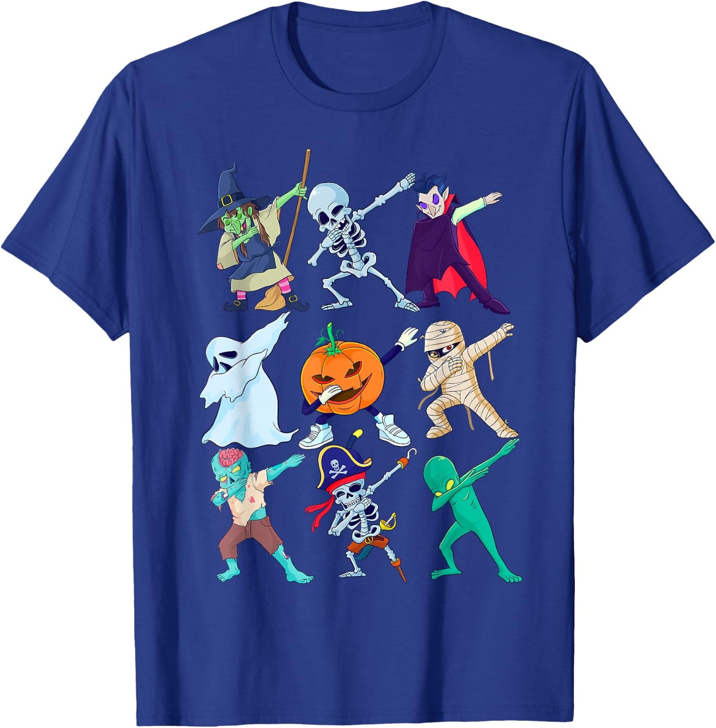 Dabbing Halloween Boys Skeleton Toddler Kids Scary Pumpkin T-Shirt - T-Shirt | Royal