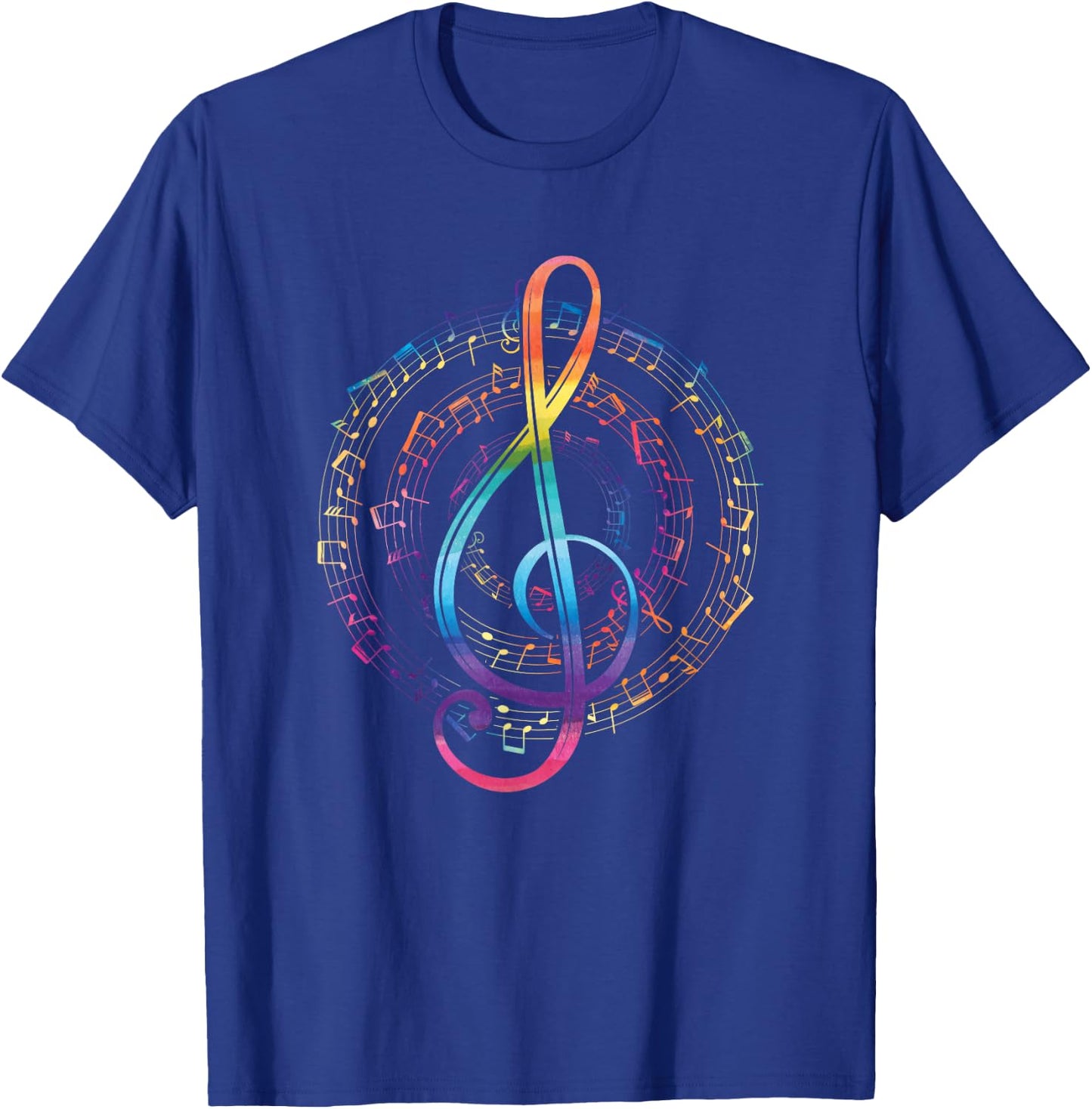 Rainbow Music Notes Treble Clef T-Shirt - T-Shirt | Royal