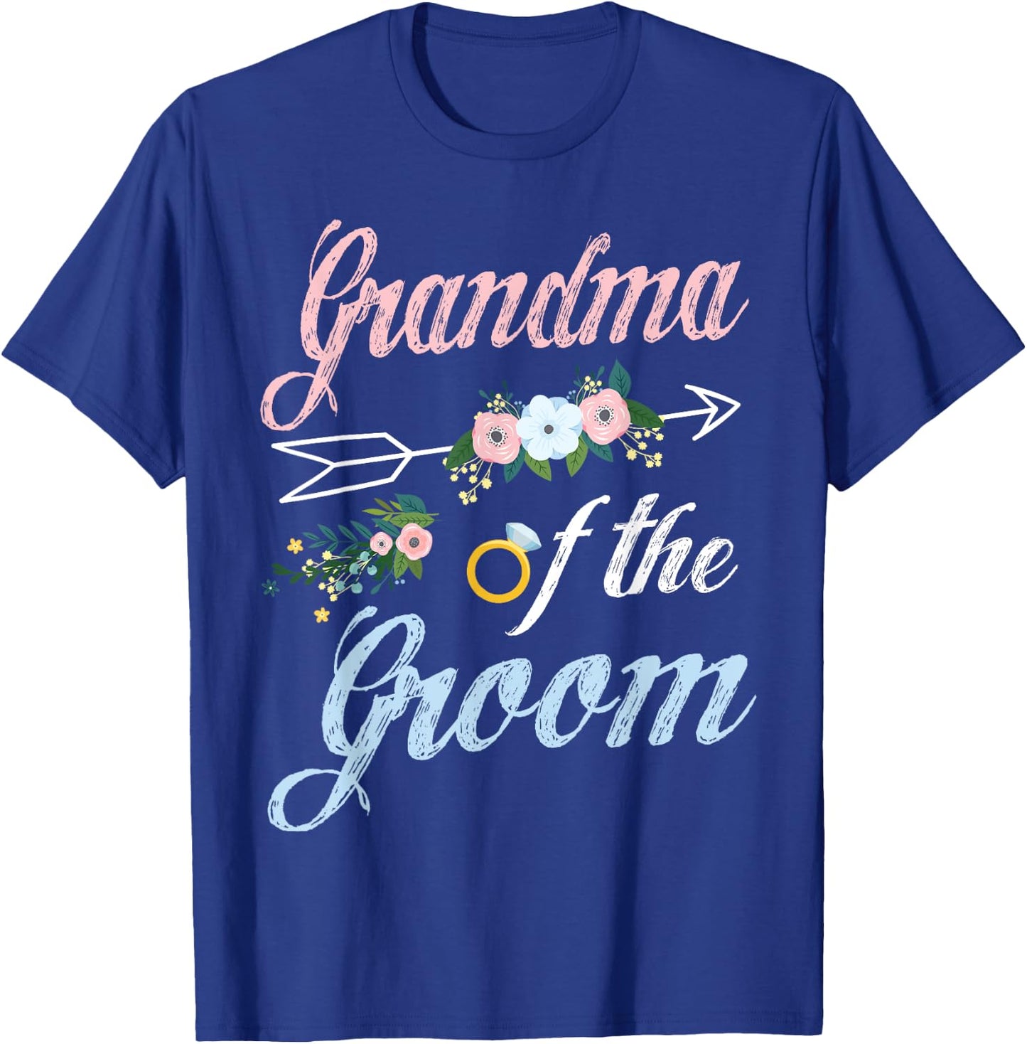 Wedding Ring And Flowers Grandma Of The Groom Grandson T-Shirt - T-Shirt | Royal