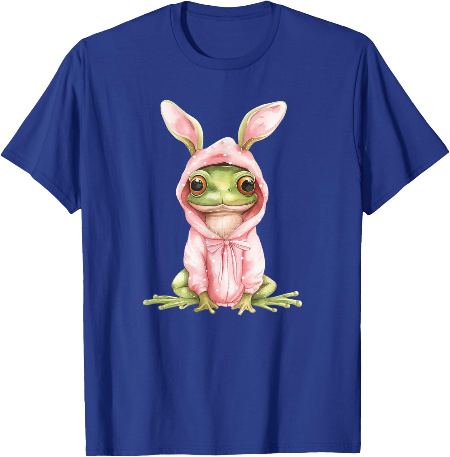Frog Dressed As Bunny Rabbit Cute Spring Watercolor Easter T-Shirt - T-Shirt | Royal