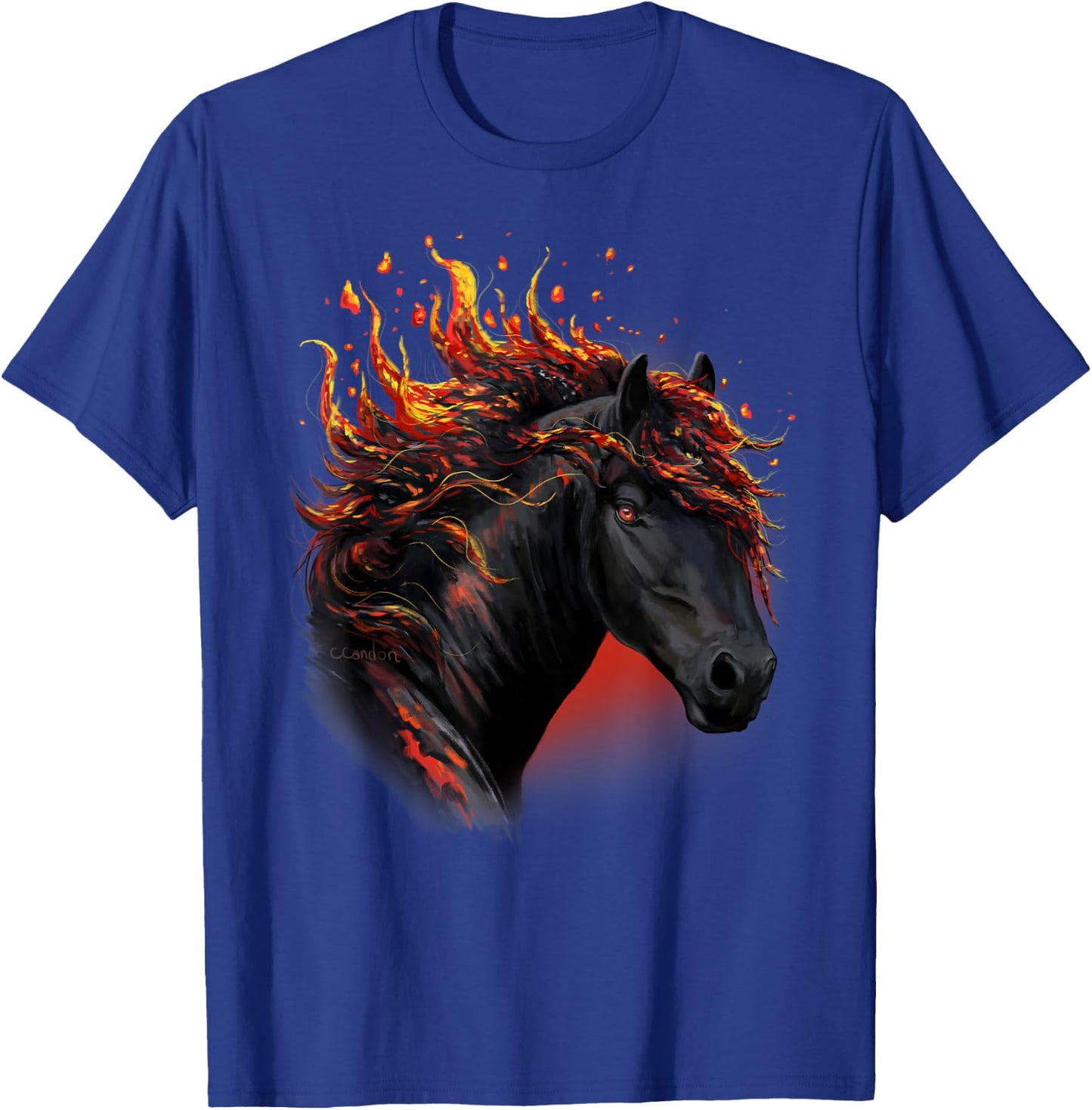 Fantasy Art- Cool Lava Black Horse - Horses - Black horse T-Shirt - T-Shirt | Royal