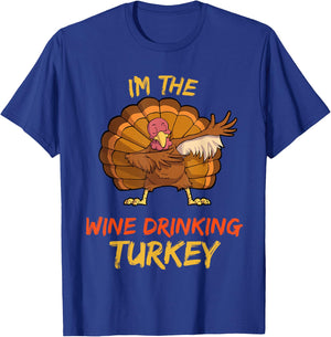 Wine Turkey Matching Family Group Thanksgiving Party PJ T-Shirt - T-Shirt | Royal