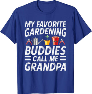 Fathers Day Gardener Grandpa My favorite gardening buddies T-Shirt - T-Shirt | Royal