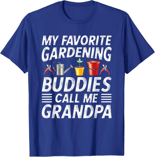Fathers Day Gardener Grandpa My favorite gardening buddies T-Shirt - T-Shirt | Royal