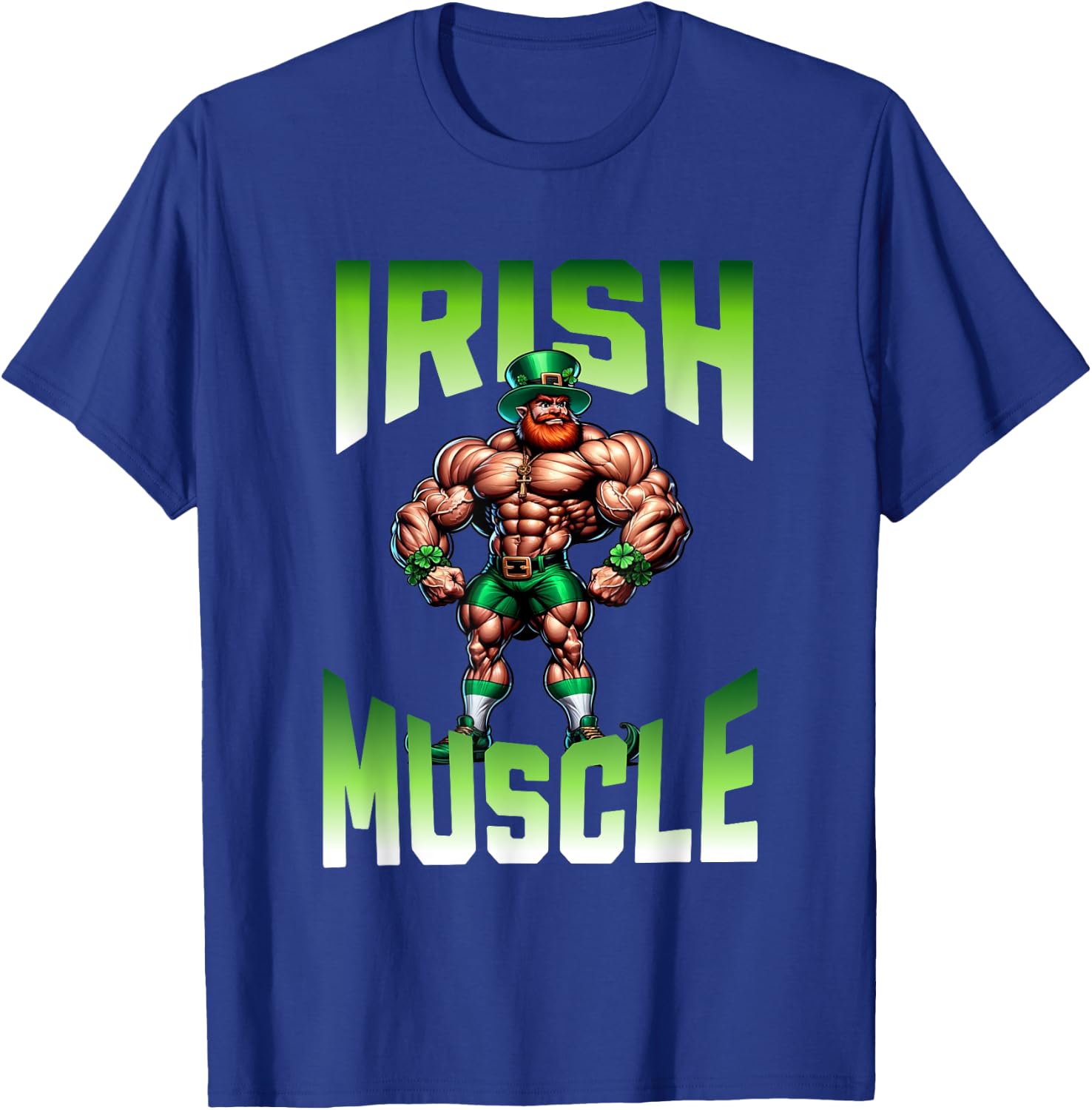 Irish Muscle Leprechaun Gym Workout Green Celebrations T-Shirt - T-Shirt | Royal