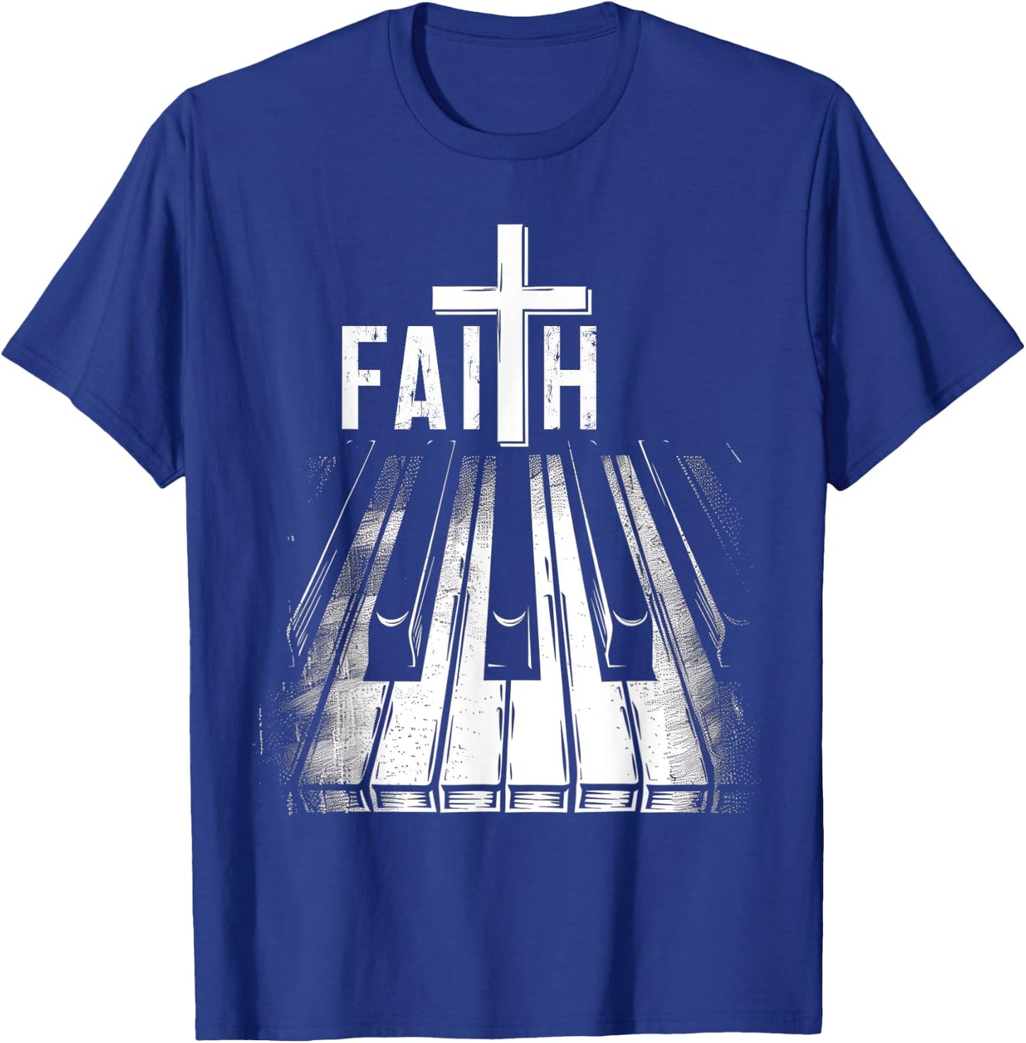 Piano Christian Faith Cross Classical Music Organ Pianist T-Shirt - T-Shirt | Royal
