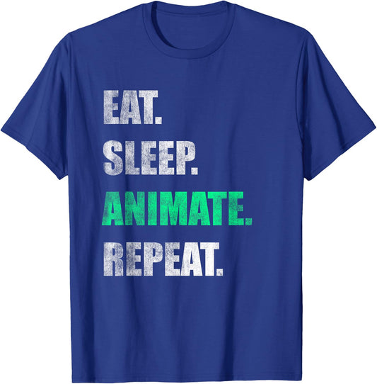 Eat Sleep Animate Repeat T-Shirt - T-Shirt | Royal