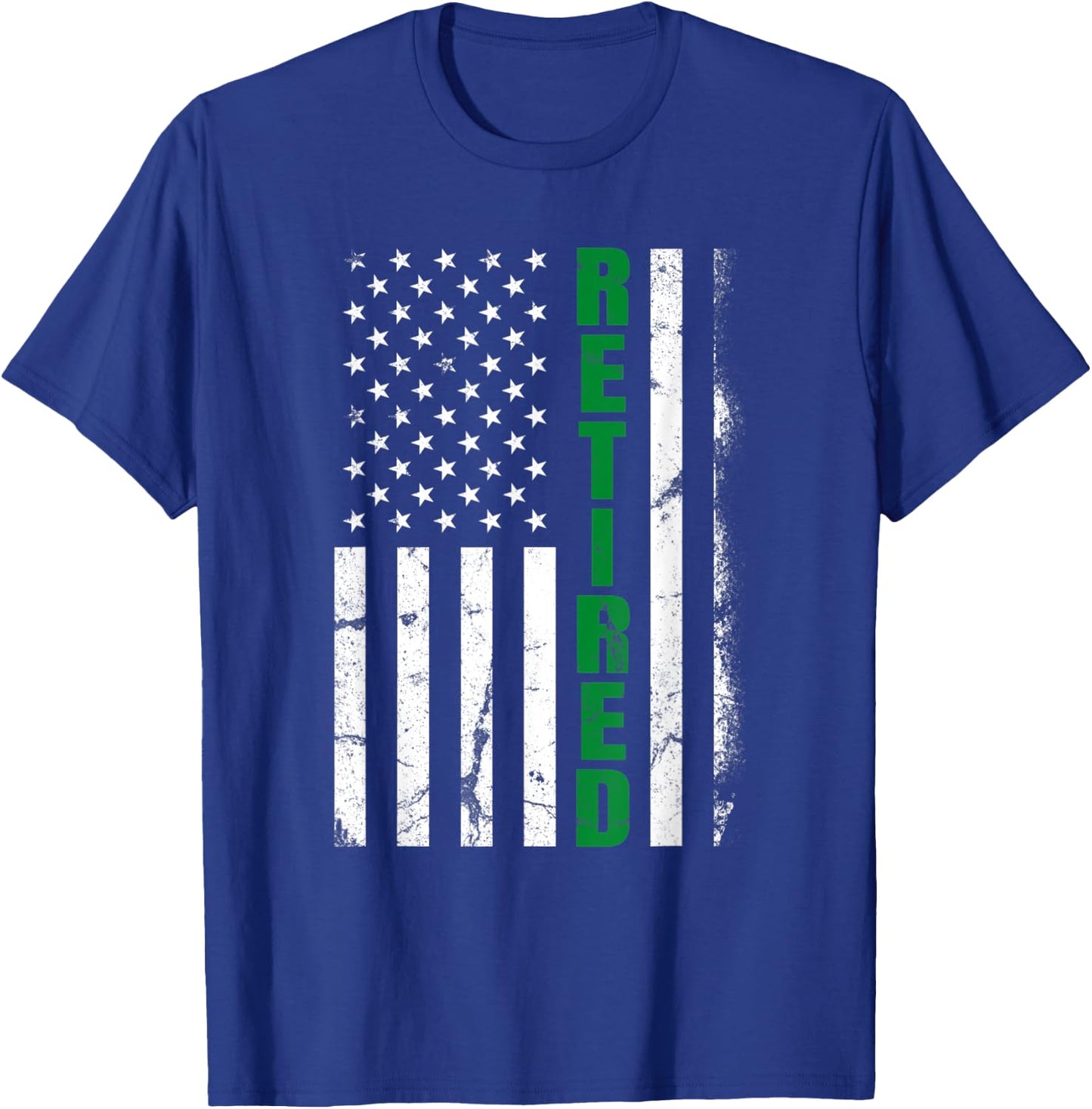 Retired Military Border Patrol Thin Green Line US Flag T-Shirt - T-Shirt | Royal