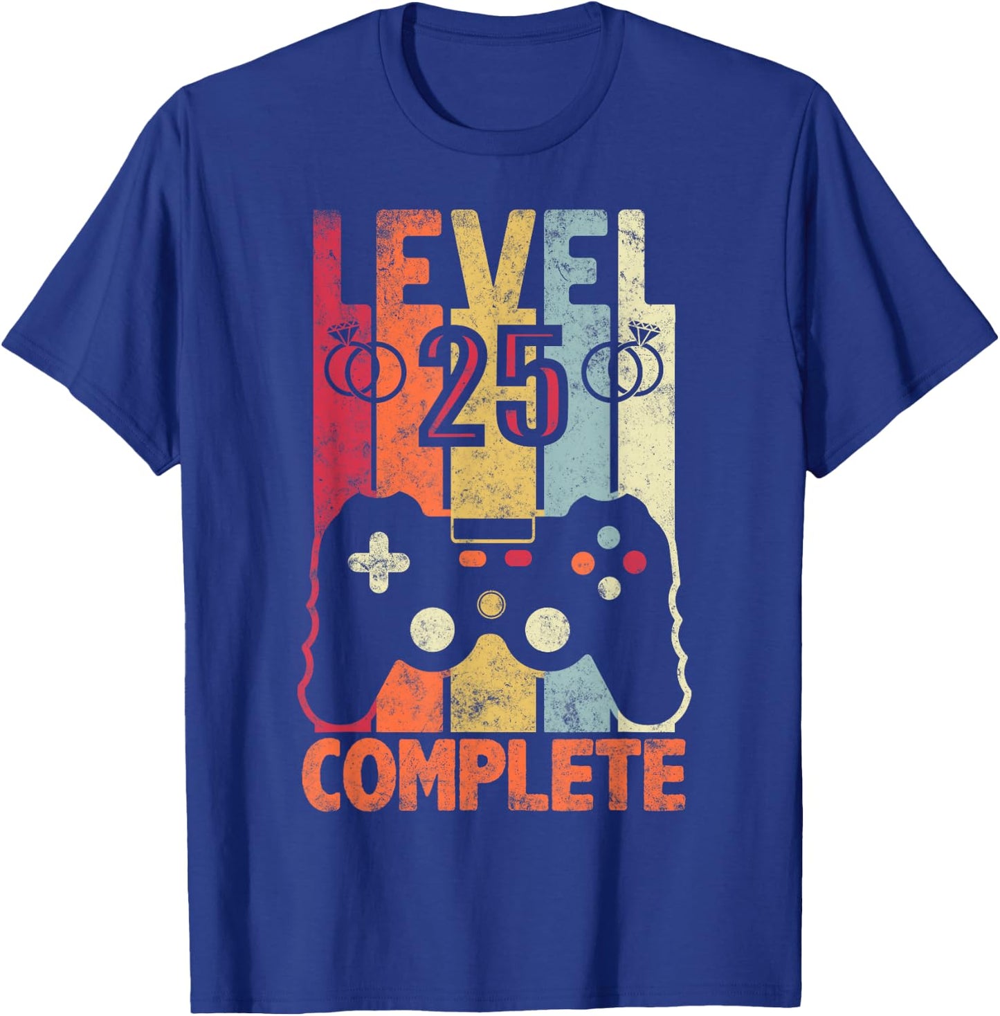 Level 25 Complete retro Vintage 25th Wedding Anniversary T-Shirt - T-Shirt | Royal