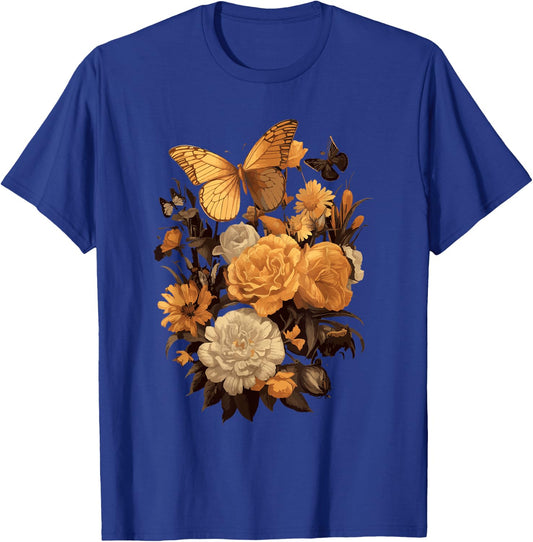 Vintage Flowers Floral Pressed Flower T-Shirt - T-Shirt | Royal