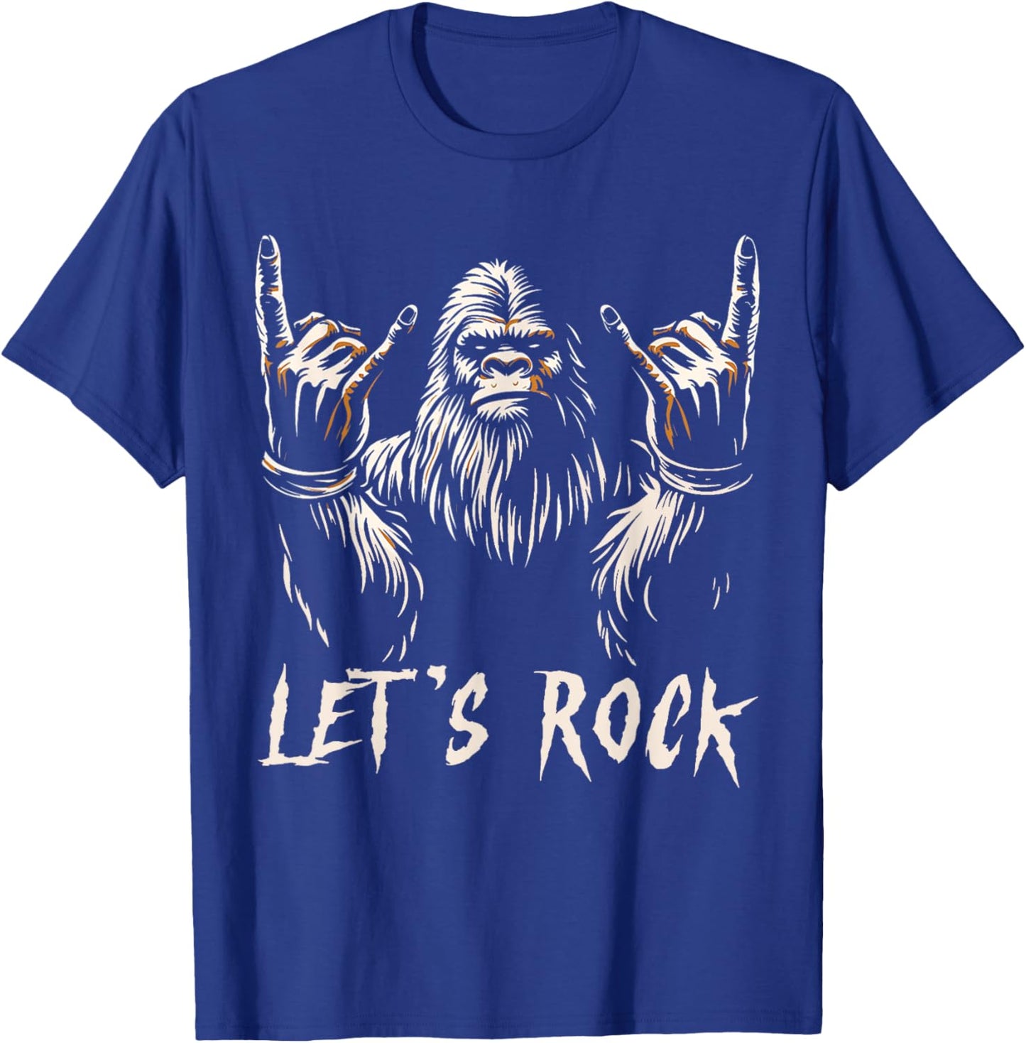 Bigfoot Rock On Funny Sasquatch Rock and Roll Let's Rock T-Shirt - T-Shirt | Royal