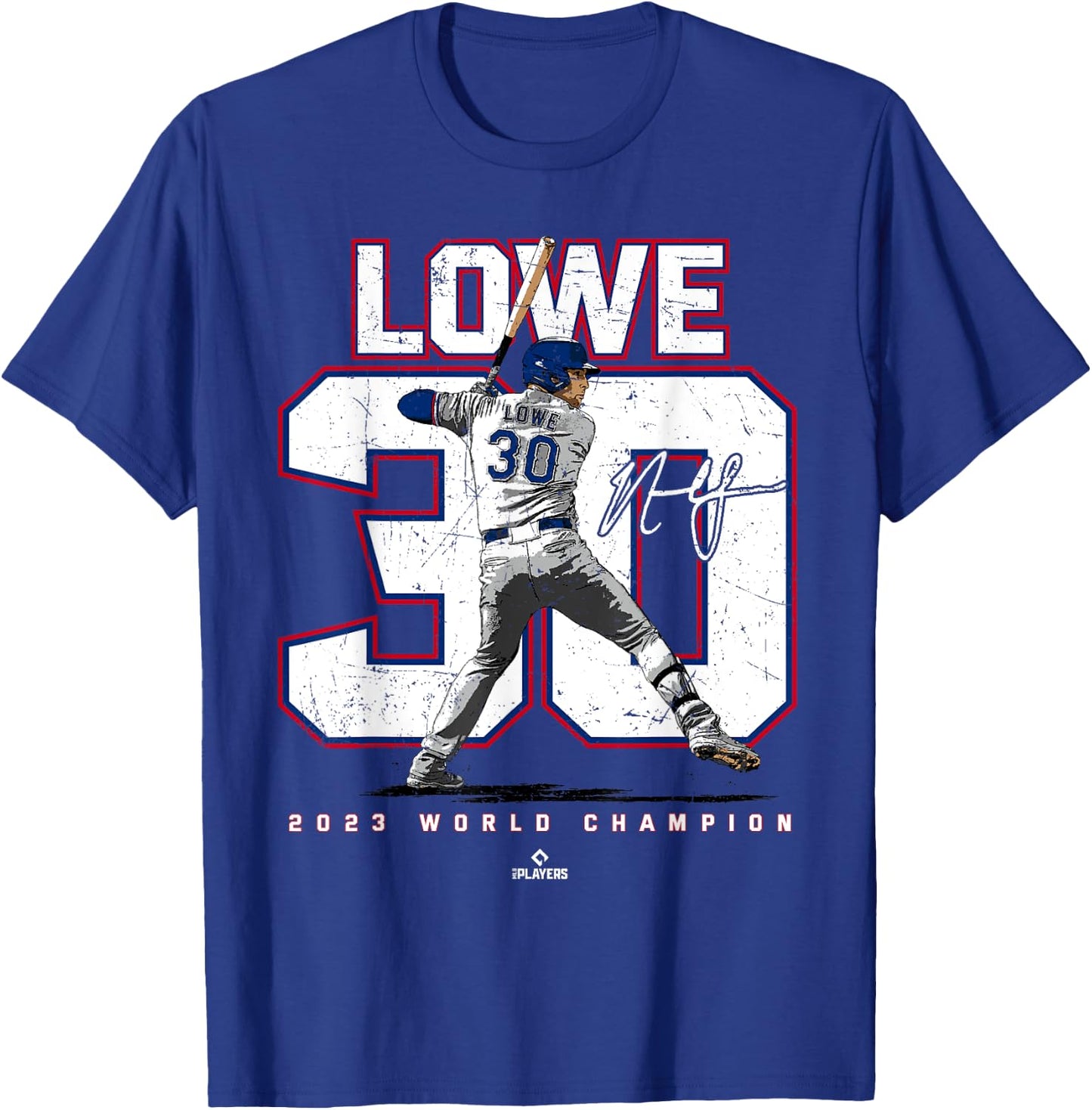 Player Number 2023 World Champion Nathaniel Lowe Texas MLBPA T-Shirt - T-Shirt | Royal