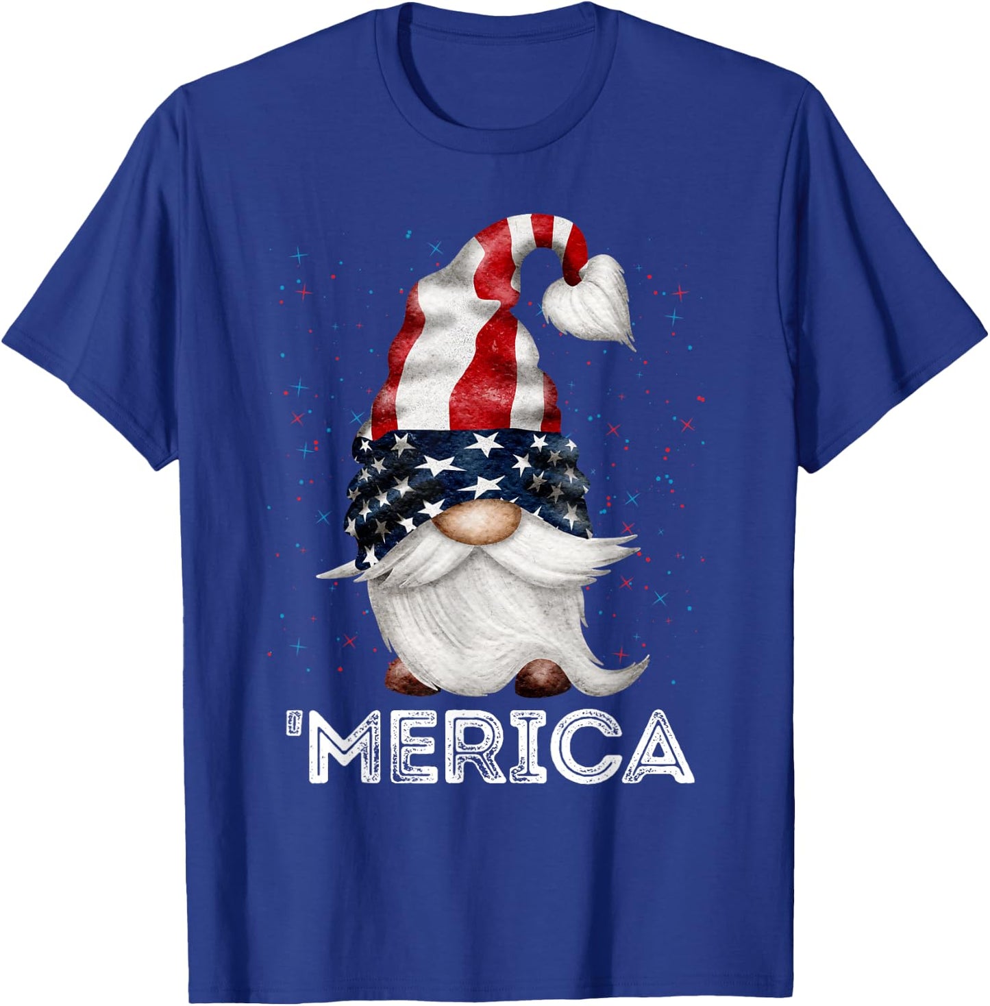 4th of July Patriotic Gnome American Flag Colored Gnome T-Shirt - T-Shirt | Royal