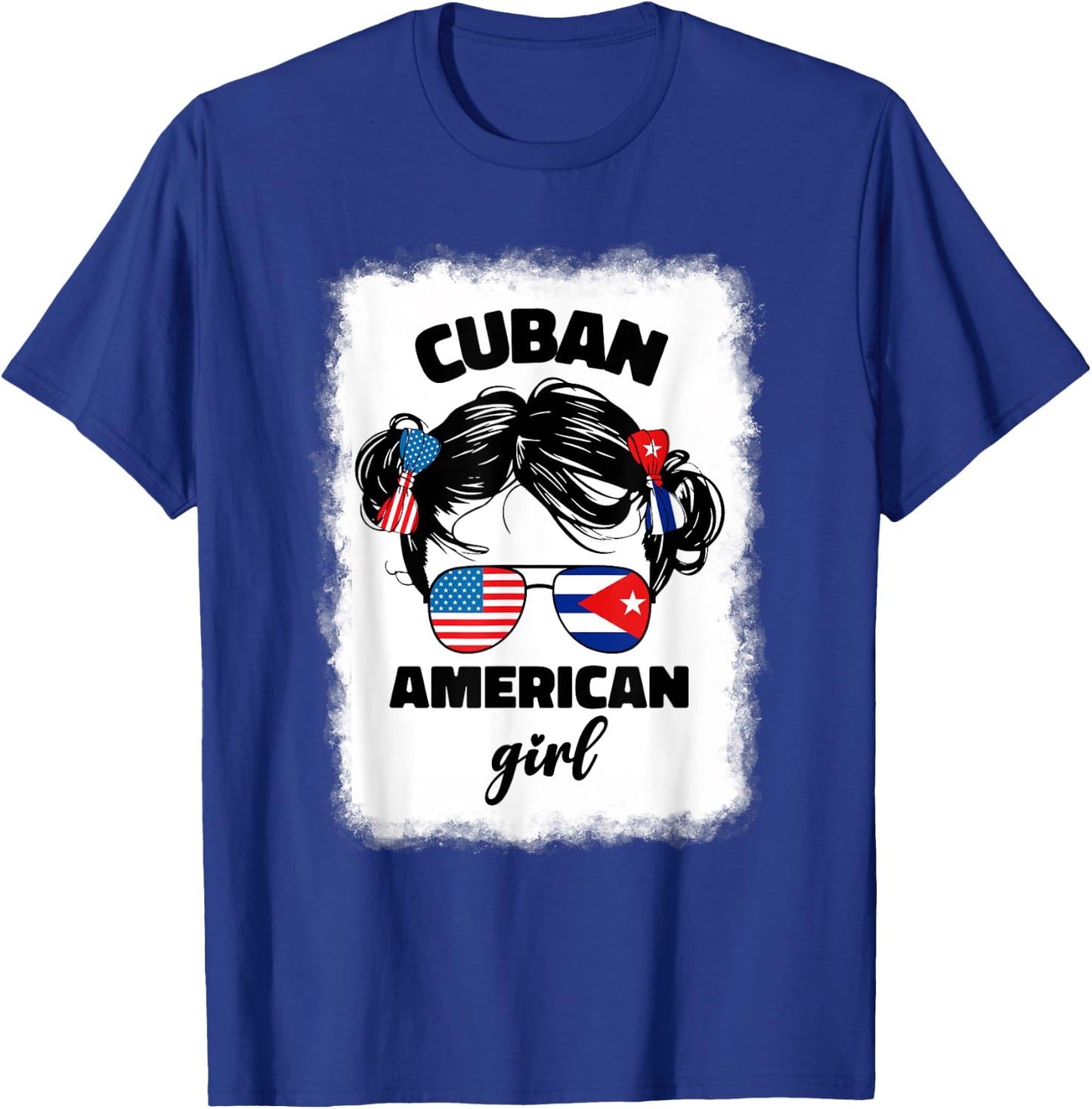 Half Cuban And American America Cuba Usa Flag Kids Girl Cute T-Shirt - T-Shirt | Royal