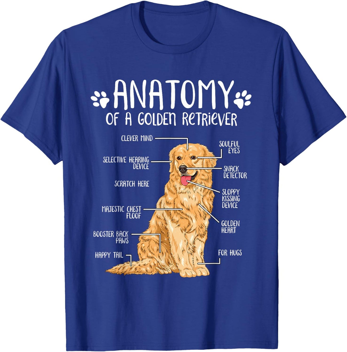 Funny Anatomy Golden Retriever Dog Lover Men Women Girls Kids T-Shirt - T-Shirt | Royal