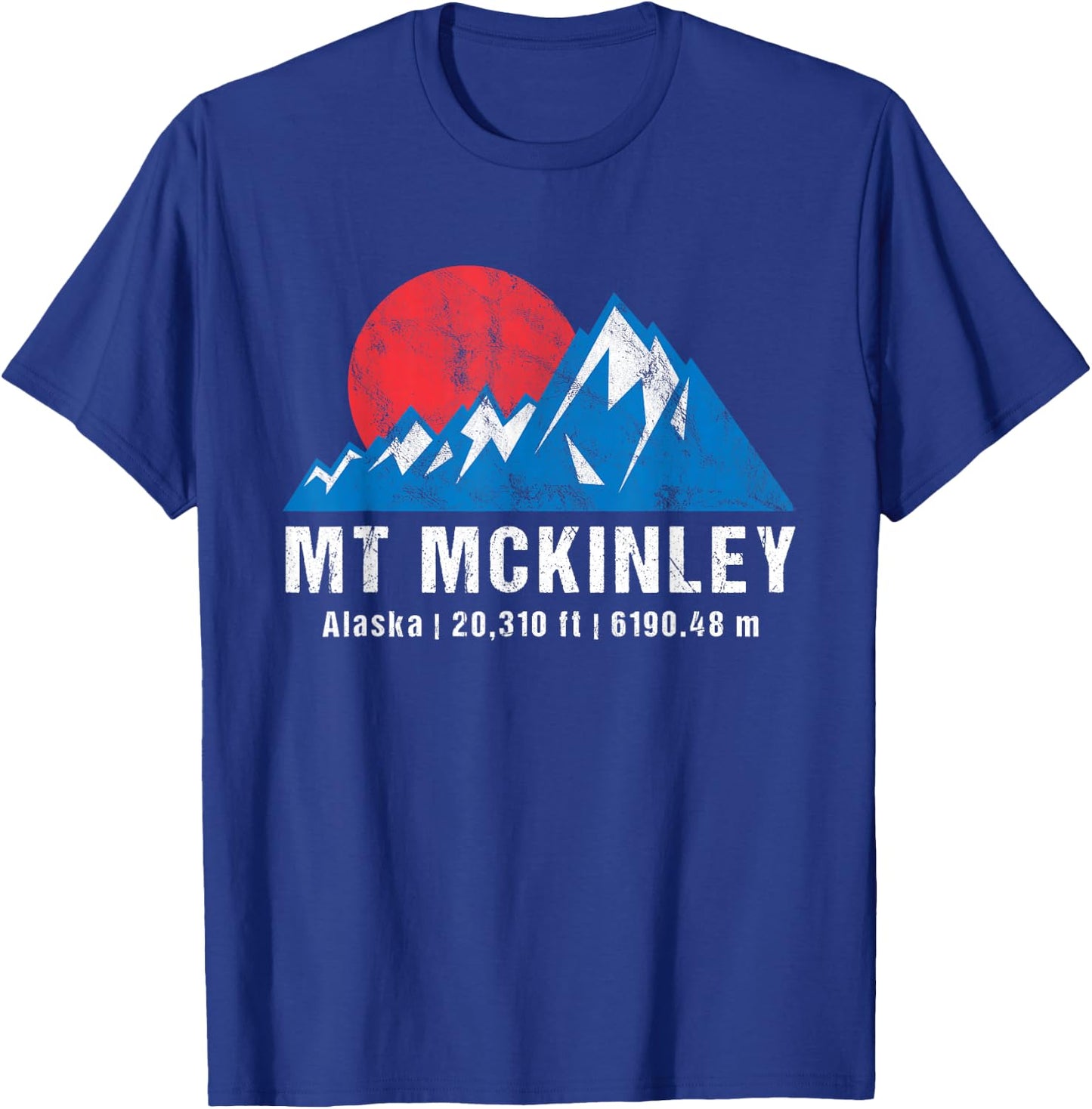Retro Mount McKinley Alaska Mountains T-Shirt - T-Shirt | Royal