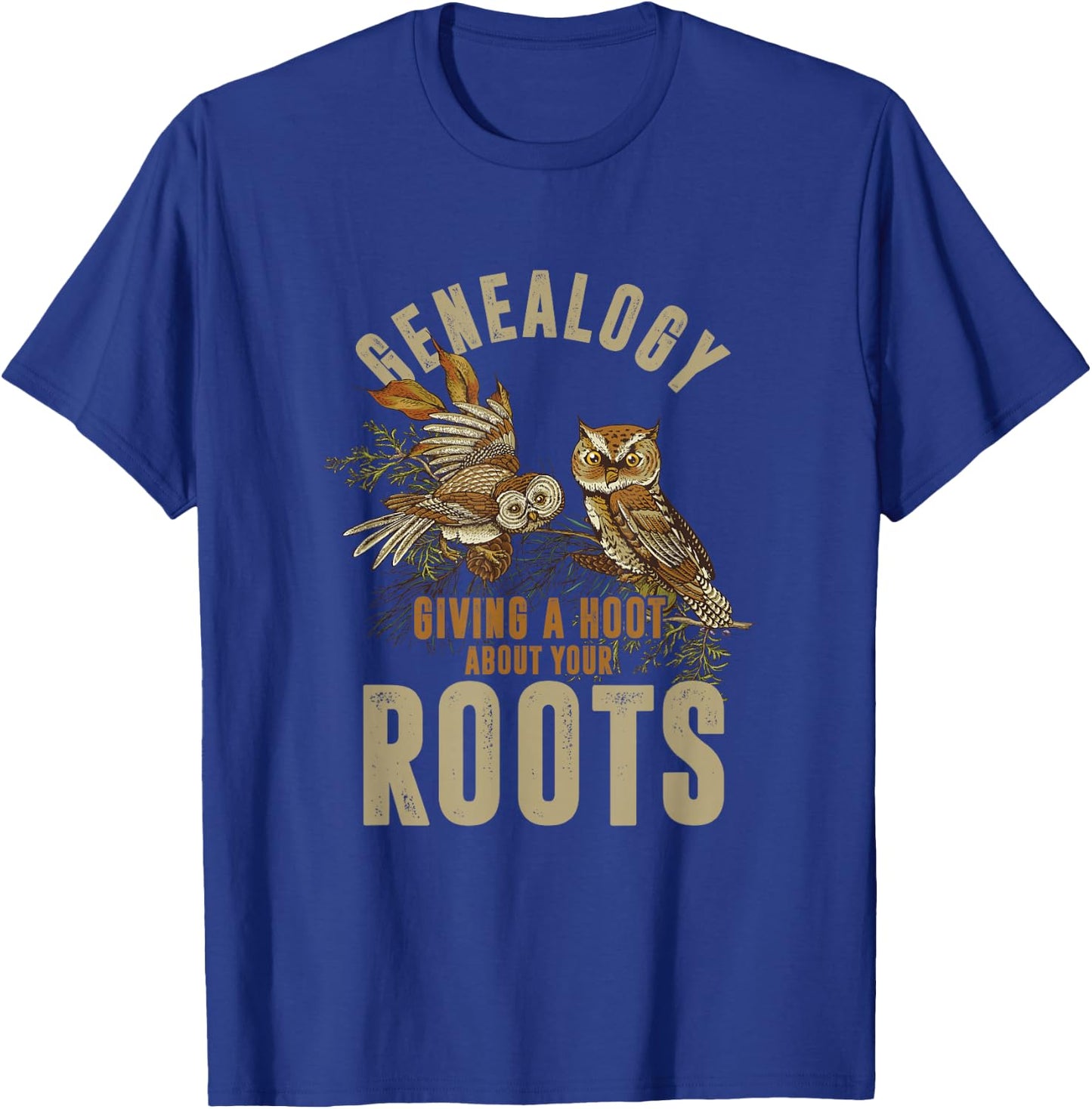 Eulen-Fan-Genealoge Genealogie Roots Geschenke Genealogy Owl - -Adults - Black - Small - Short Sleeve - Cotton 60%, Polyester 40% T-Shirt - T-Shirt | Royal
