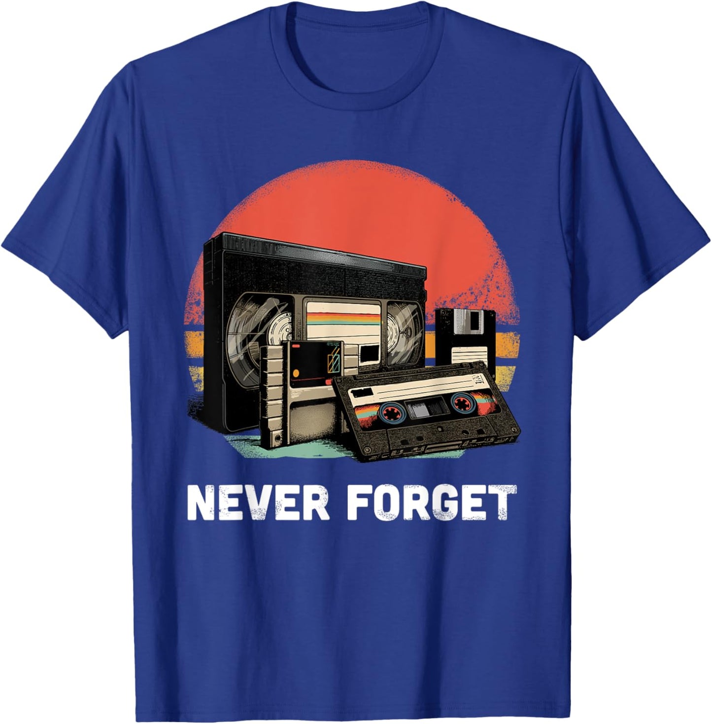 Never Forget Shirt Retro Cassette Tape VHS Gamer 80s 90s T-Shirt - T-Shirt | Royal