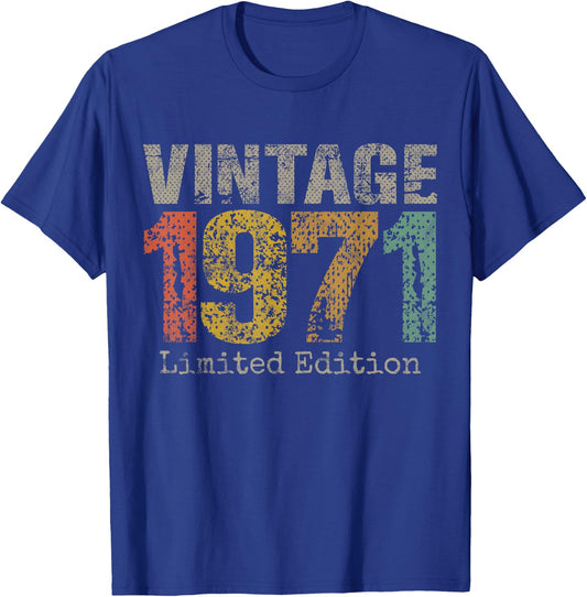 Vintage 1971 Limited Edition 54th Birthday Gifts 54 Year Old T-Shirt - T-Shirt | Royal