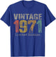 Vintage 1971 Limited Edition 54th Birthday Gifts 54 Year Old T-Shirt - T-Shirt | Royal