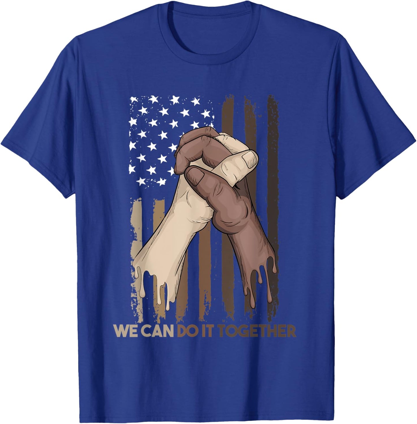 US Flag with Black & American Hands Black Lives Matter BLM T-Shirt - T-Shirt | Royal