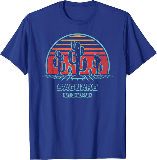 Saguaro National Park Retro Hiking Vintage 80s Style T-Shirt - T-Shirt | Royal