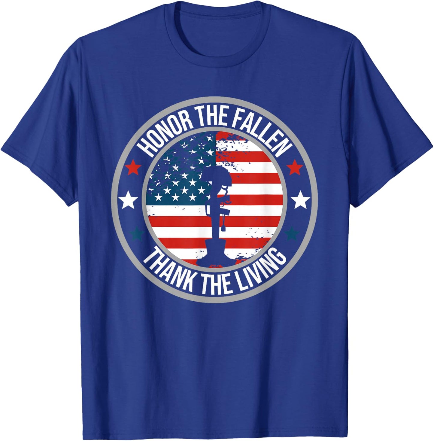 Honor The Fallen Thank The Living Memorial Day Veteran Flag T-Shirt - T-Shirt | Royal