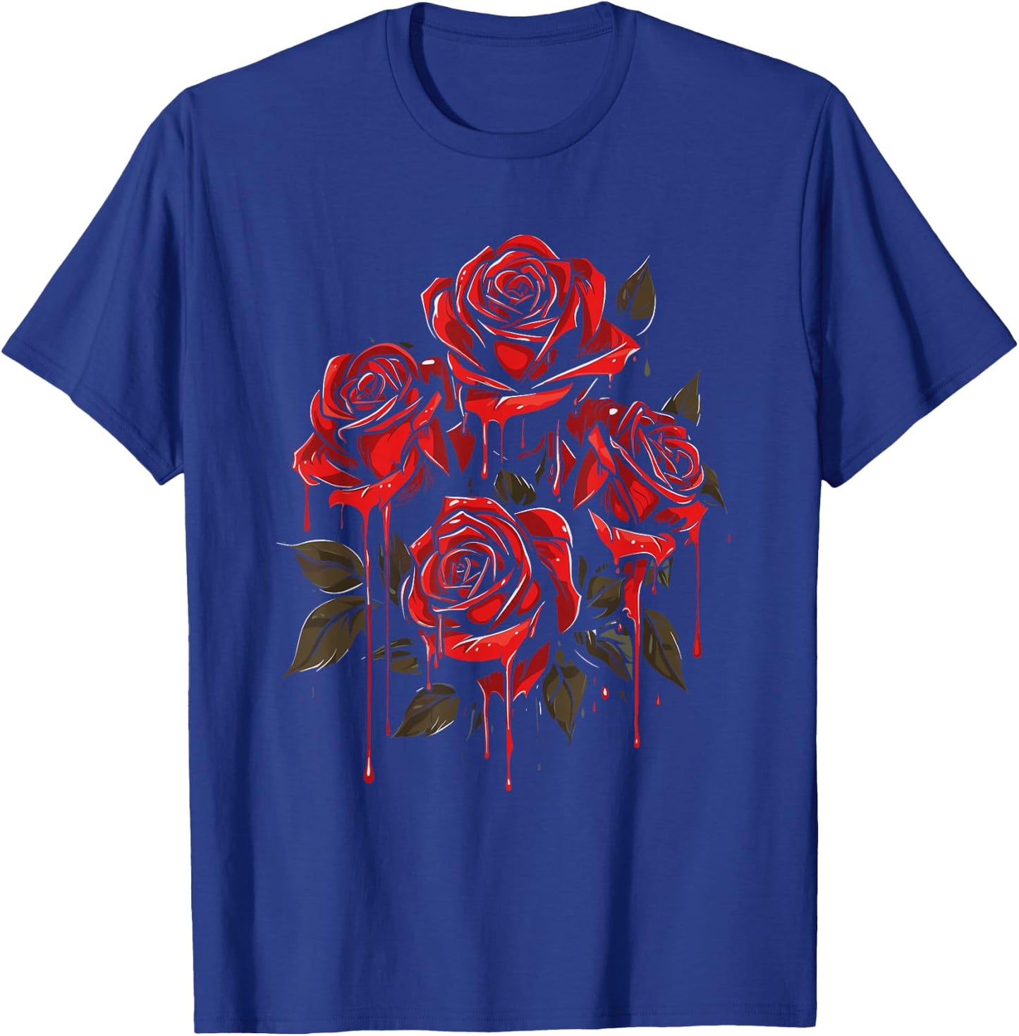 Red Rose Floral - Gothic Flower Goth Dripping Rose T-Shirt - T-Shirt | Royal