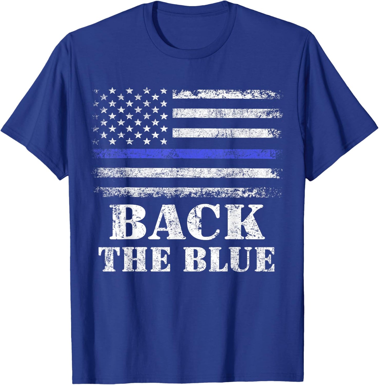 Back The Blue Thin Blue Line American Flag Police Support T-Shirt - T-Shirt | Royal