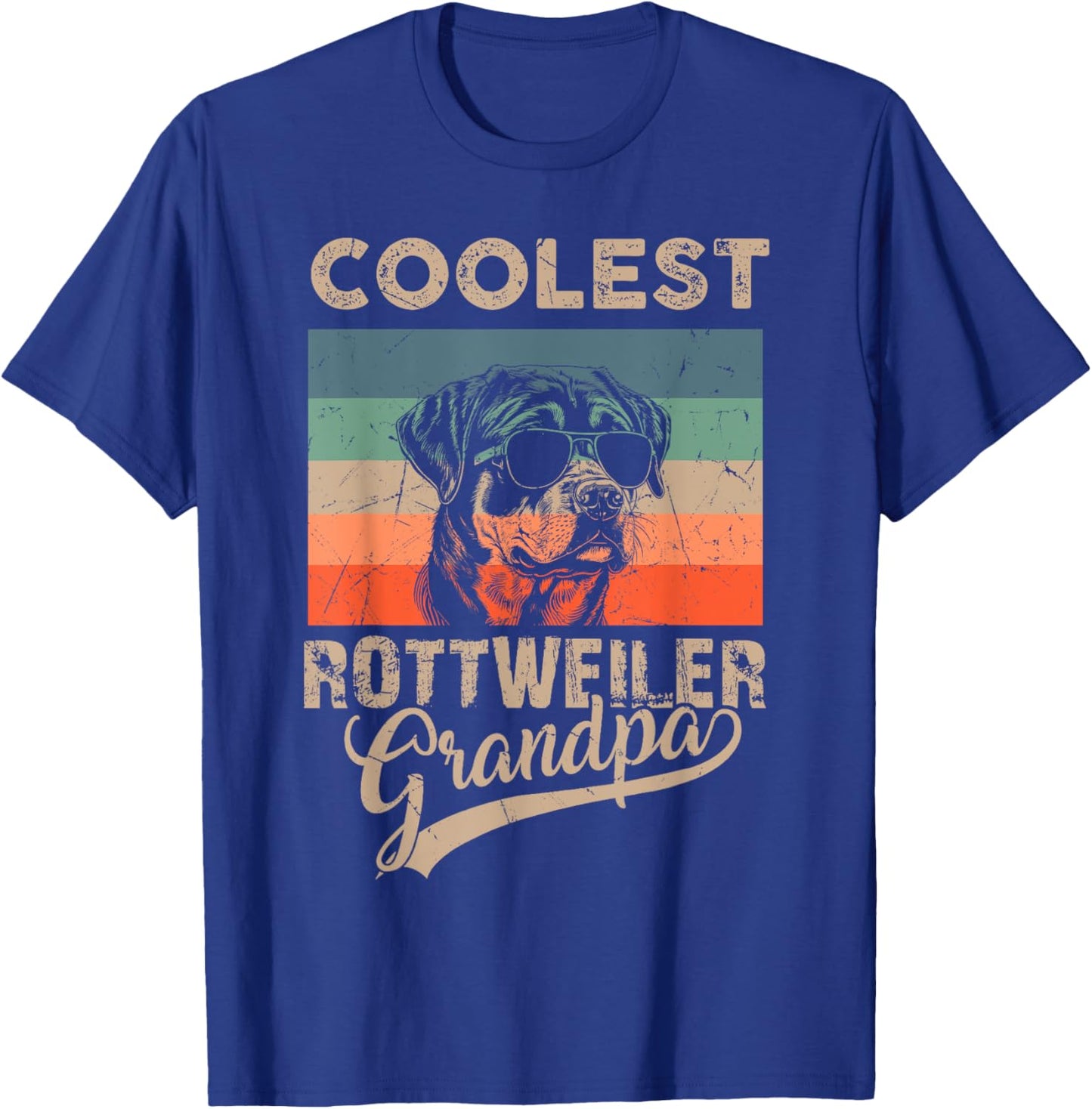 Coolest Rottweiler Grandpa Men Gifts Funny Dog Grandpa Retro T-Shirt - T-Shirt | Royal