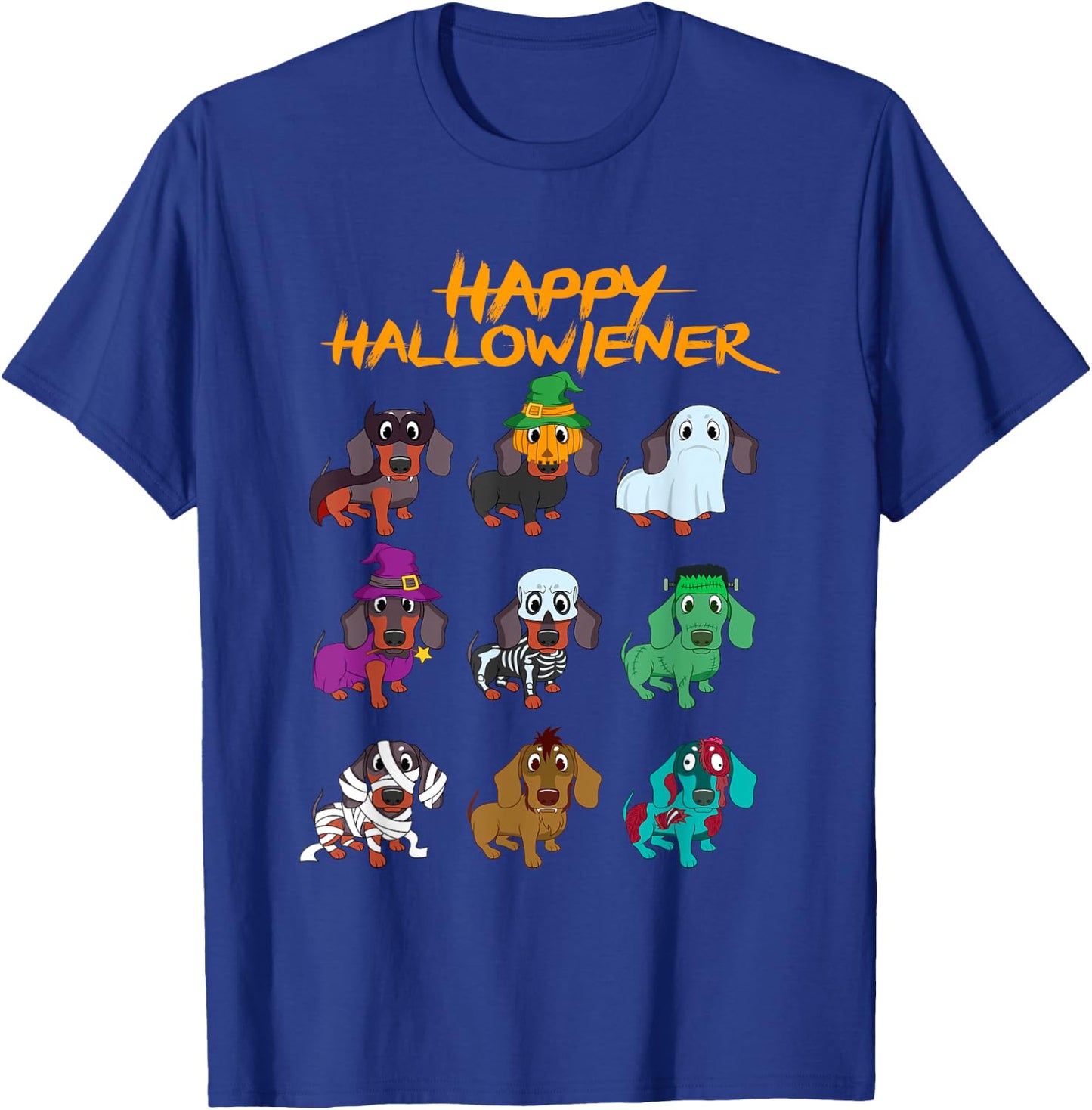 Happy Hallowiener Funny Halloween Daschund Weiner Dog Gift Women Kids T-Shirt - T-Shirt | Royal