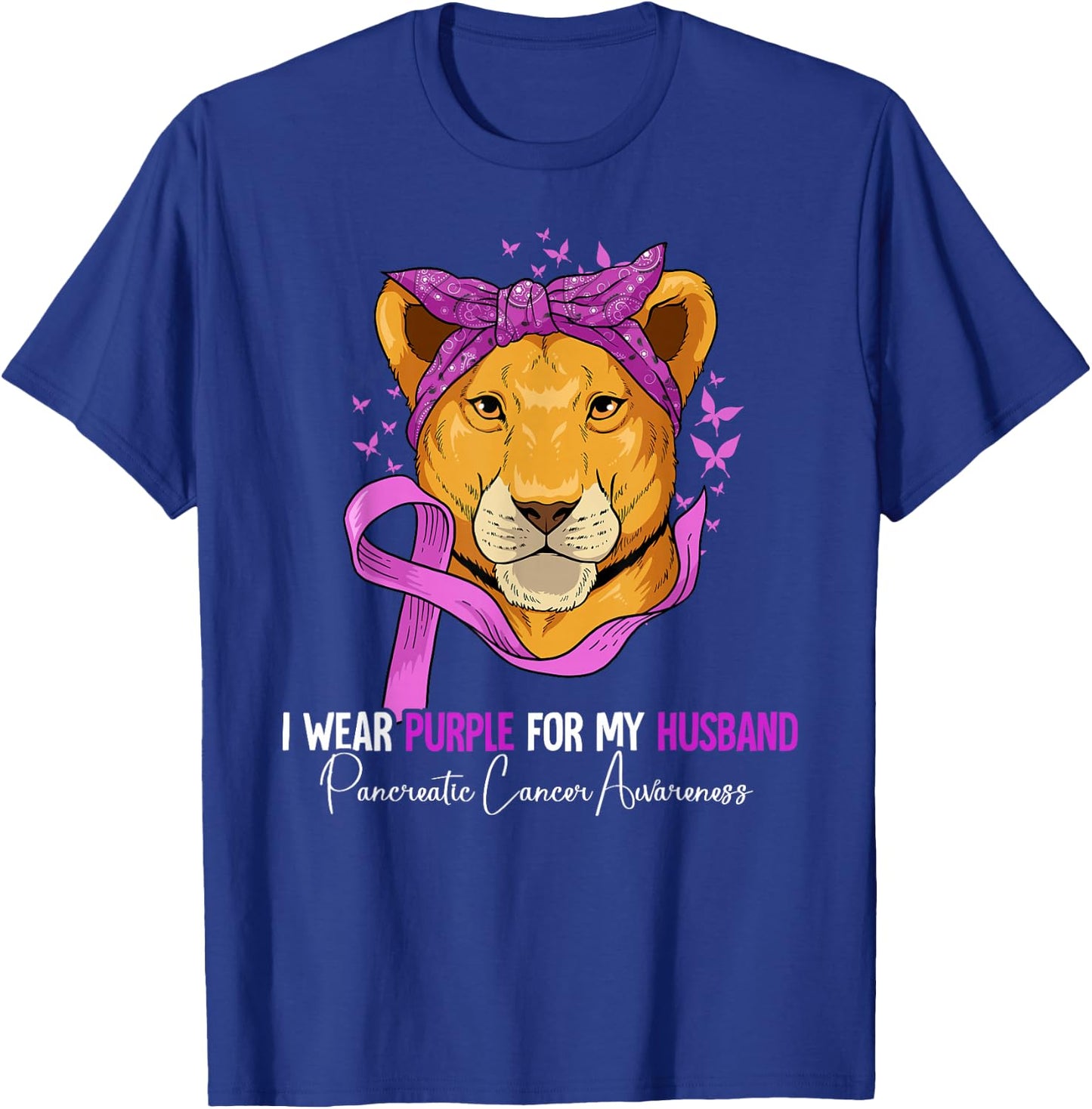 I Wear Purple For My Husband Pancreatic Cancer Awareness T-Shirt - T-Shirt | Royal