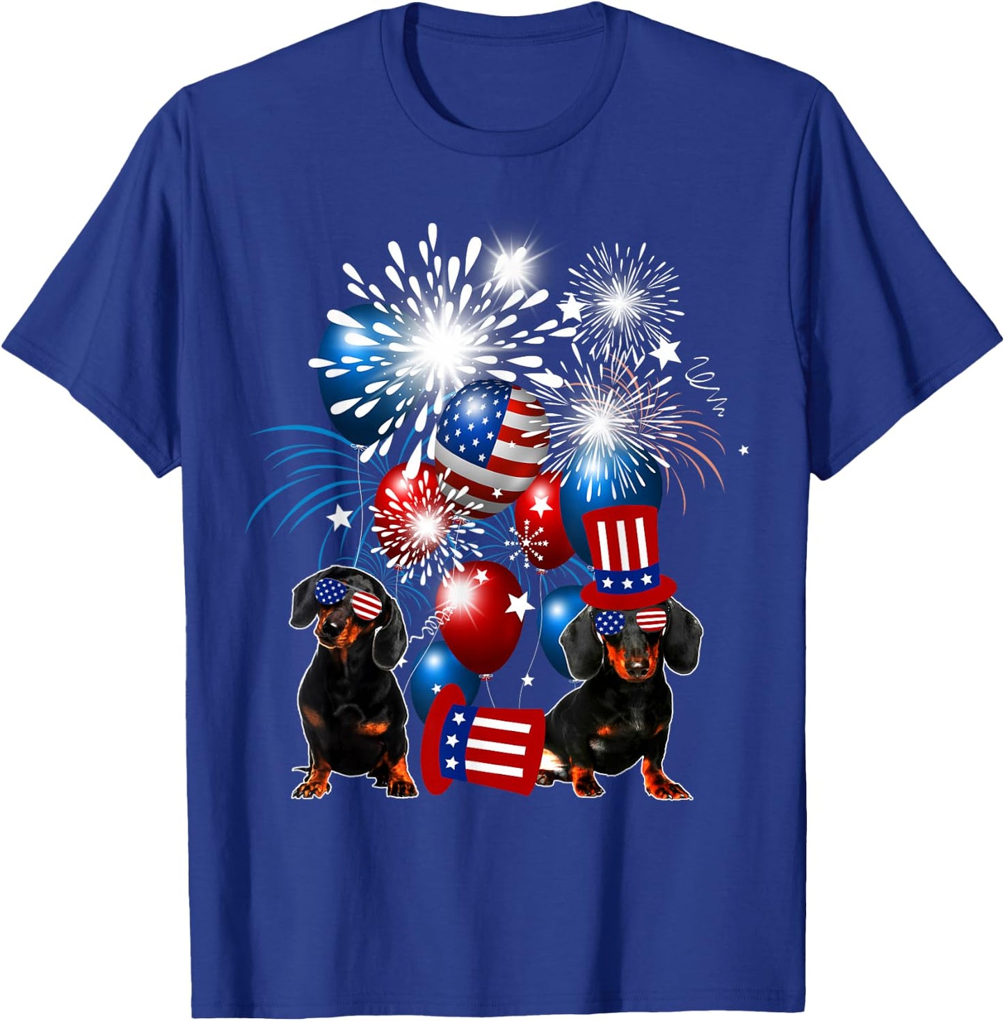 Vintage Retro Dachshund American Flag 4th Of July Dog Lover T-Shirt - T-Shirt | Royal