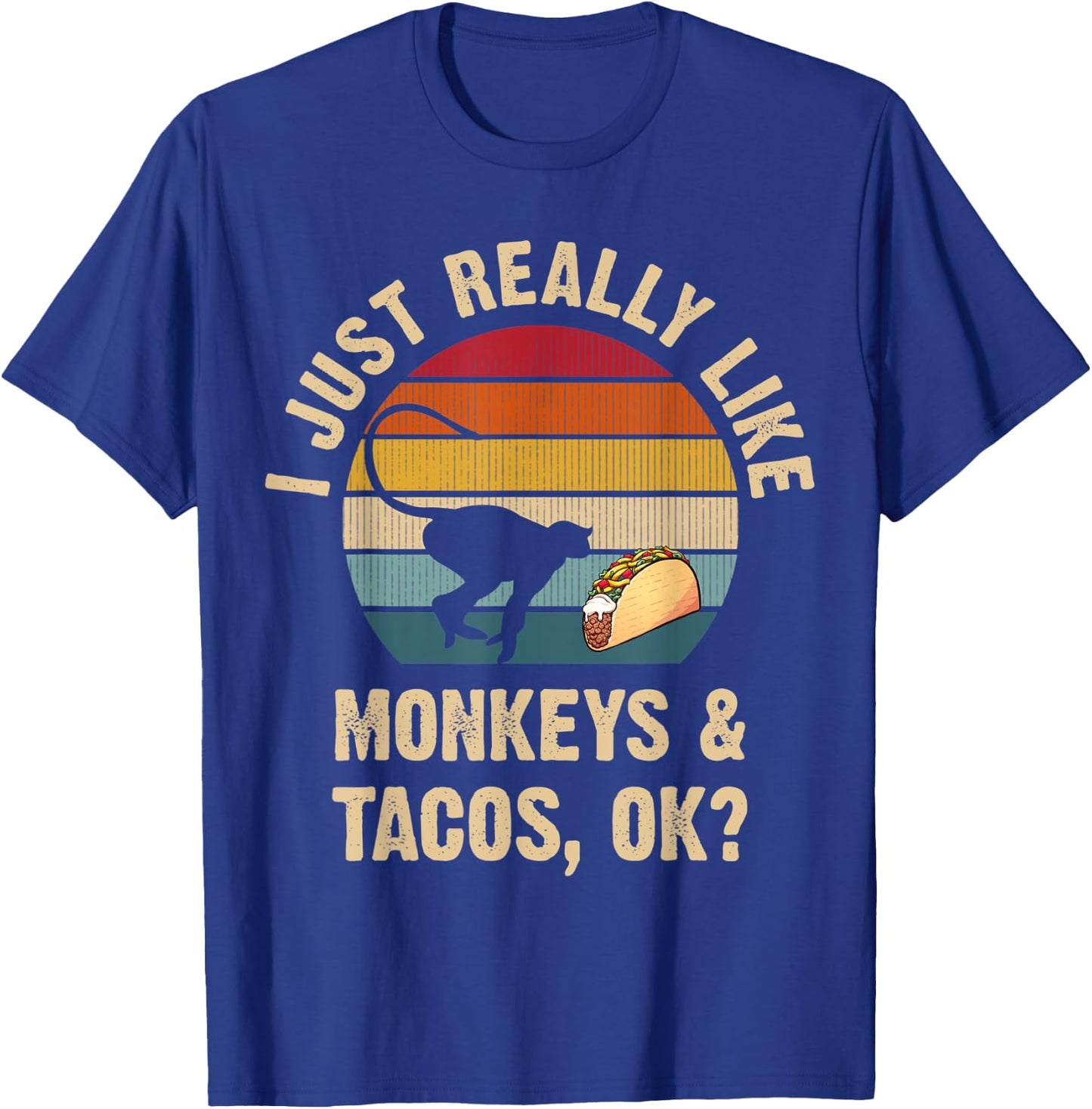 Monkeys and Tacos lover Cinco de mayo Taco Tuesday Cute T-Shirt - T-Shirt | Royal