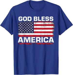 USA Flag 4th of July Patriotic God Bless America Women Men T-Shirt - T-Shirt | Royal