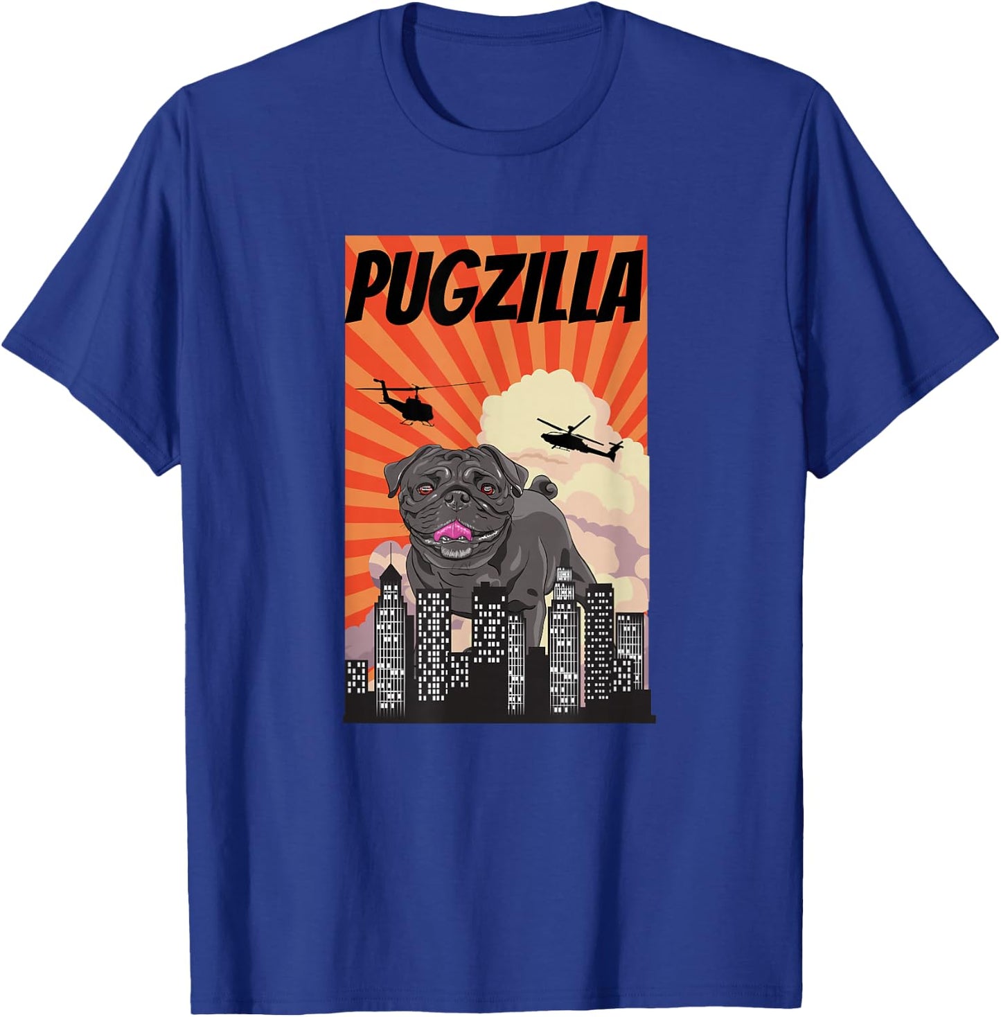 Pawsitive Inspirations Black Pug Pugzilla Owner Graphic T-Shirt - T-Shirt | Royal